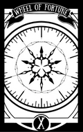 Deerbits Studios Tarot Wheel of Fortune card featuring vibrant, detailed imagery of a spinning wheel with symbolic elements.