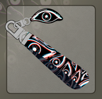 Black short eye lanyard by Deerbits Studios with a simple, functional design, ideal for holding ID badges or keys.