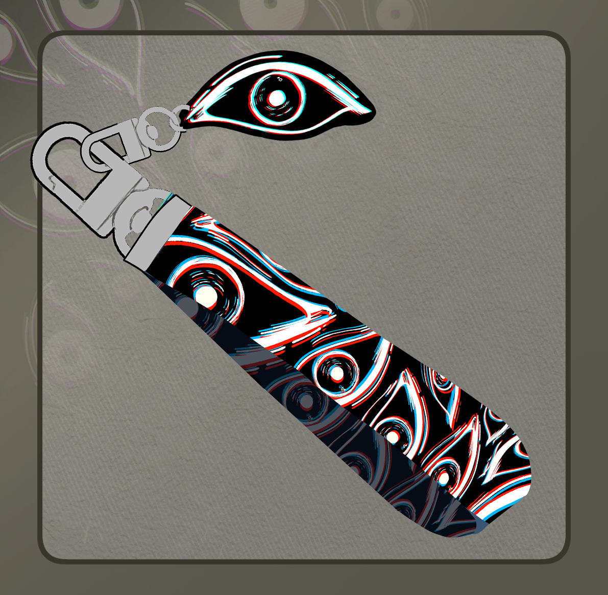 Black short eye lanyard by Deerbits Studios with a simple, functional design, ideal for holding ID badges or keys.