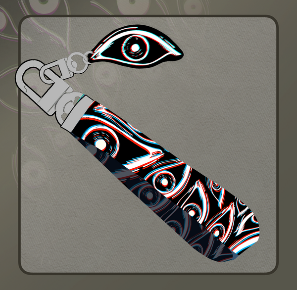 Black short eye lanyard by Deerbits Studios with a simple, functional design, ideal for holding ID badges or keys.